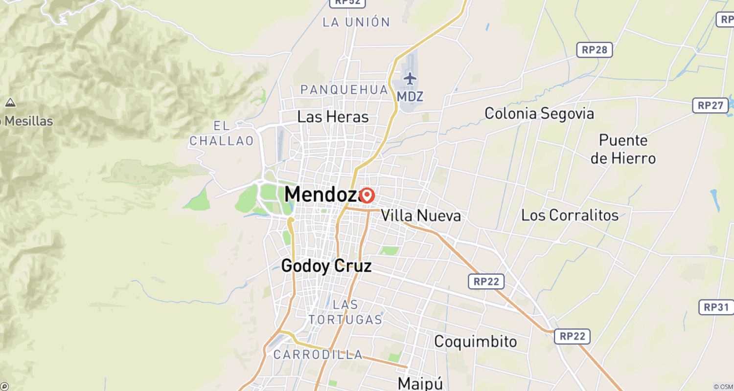 Mapa do percurso de Degustação de Vinhos em Mendoza