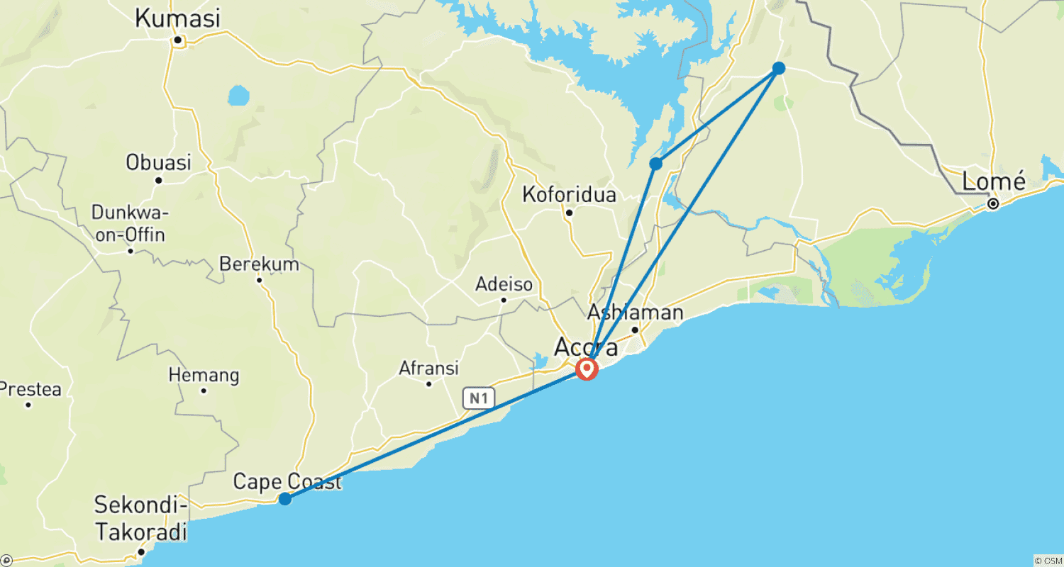 Let's Explore Ghanaのルートマップ