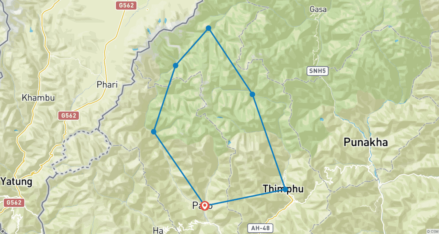 Mapa trasy: Trek Jumolhari