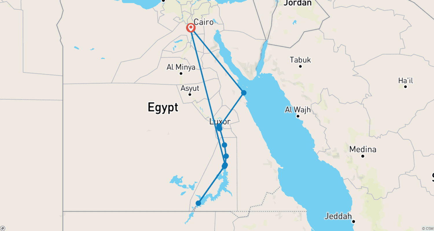 Mapa trasy: Queen Nefertari - 10 dni (GEM VISIT) zakwaterowanie w hotelu 5-gwiazdkowym
