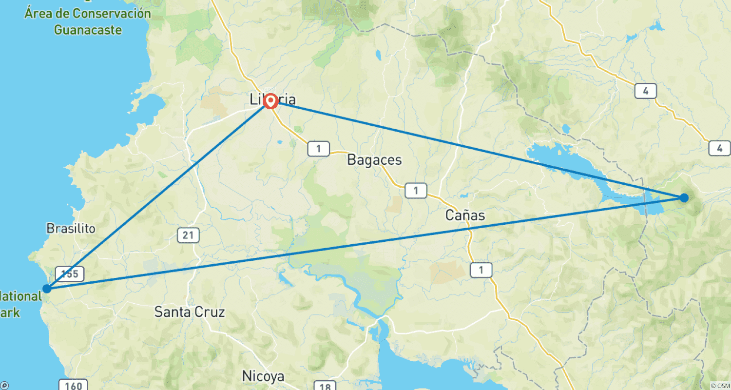 Mapa do percurso de Pacote Lado Chuvoso e Ensolarado