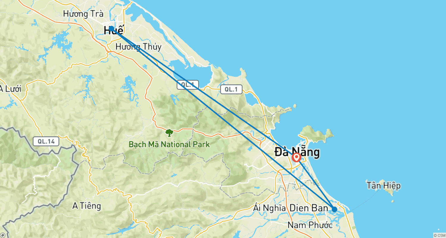 Mapa do percurso de Explore Central Vietnam within 5 days 4 nights