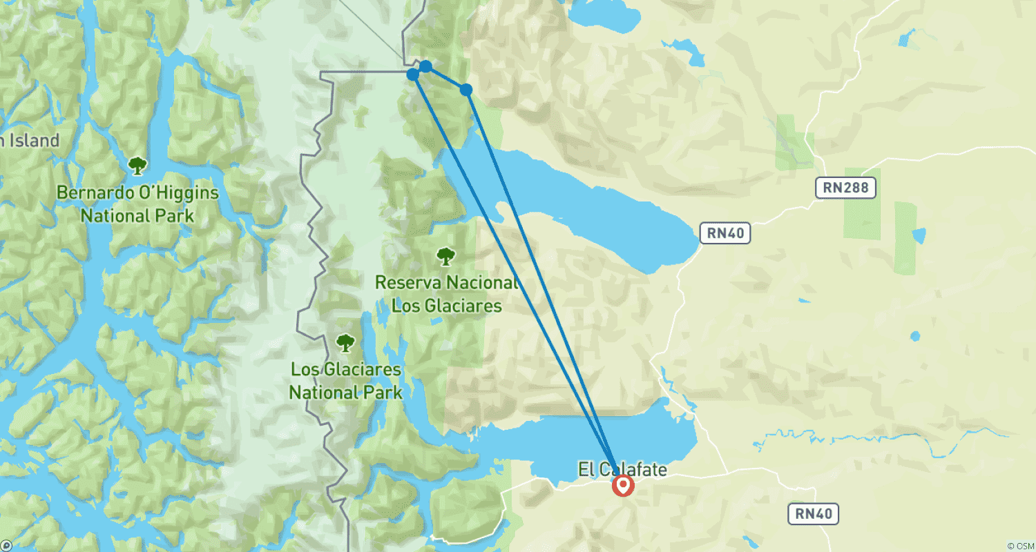 Mapa trasy: Epicka Patagonia: El Chaltén i ukryte Lago del Desierto