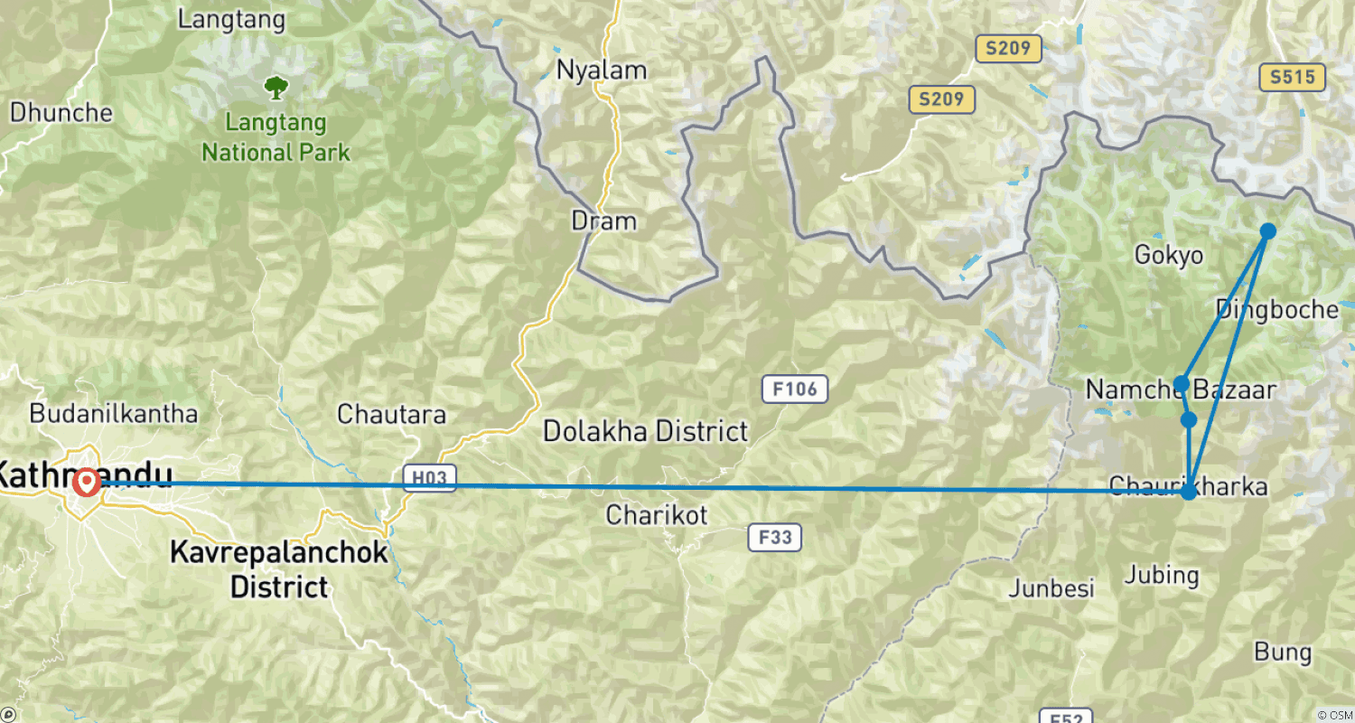 Mapa trasy: 14-dniowy Trekking na Everest