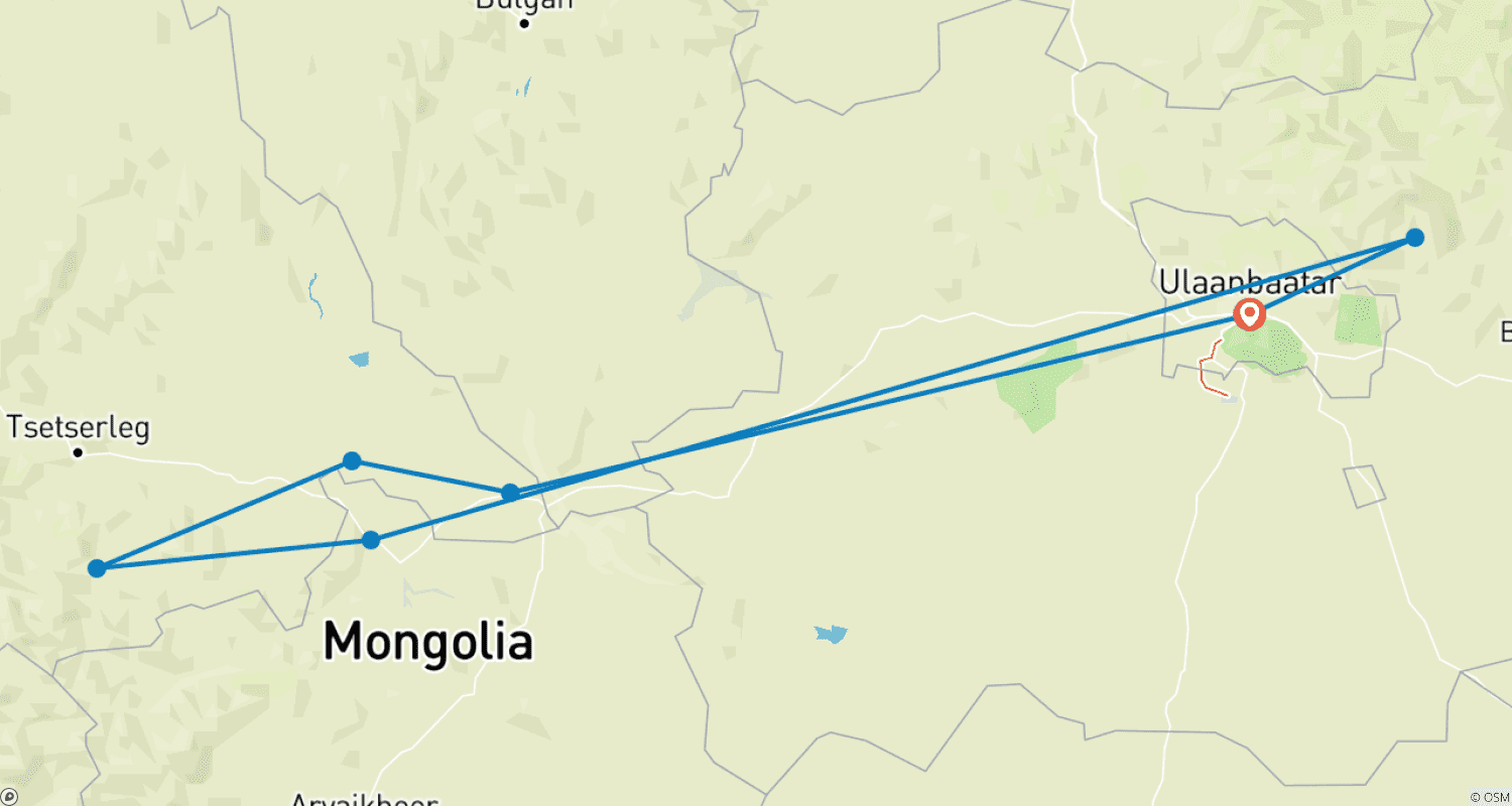 خريطة مسار Central Of Mongolia Tour 7D/6N