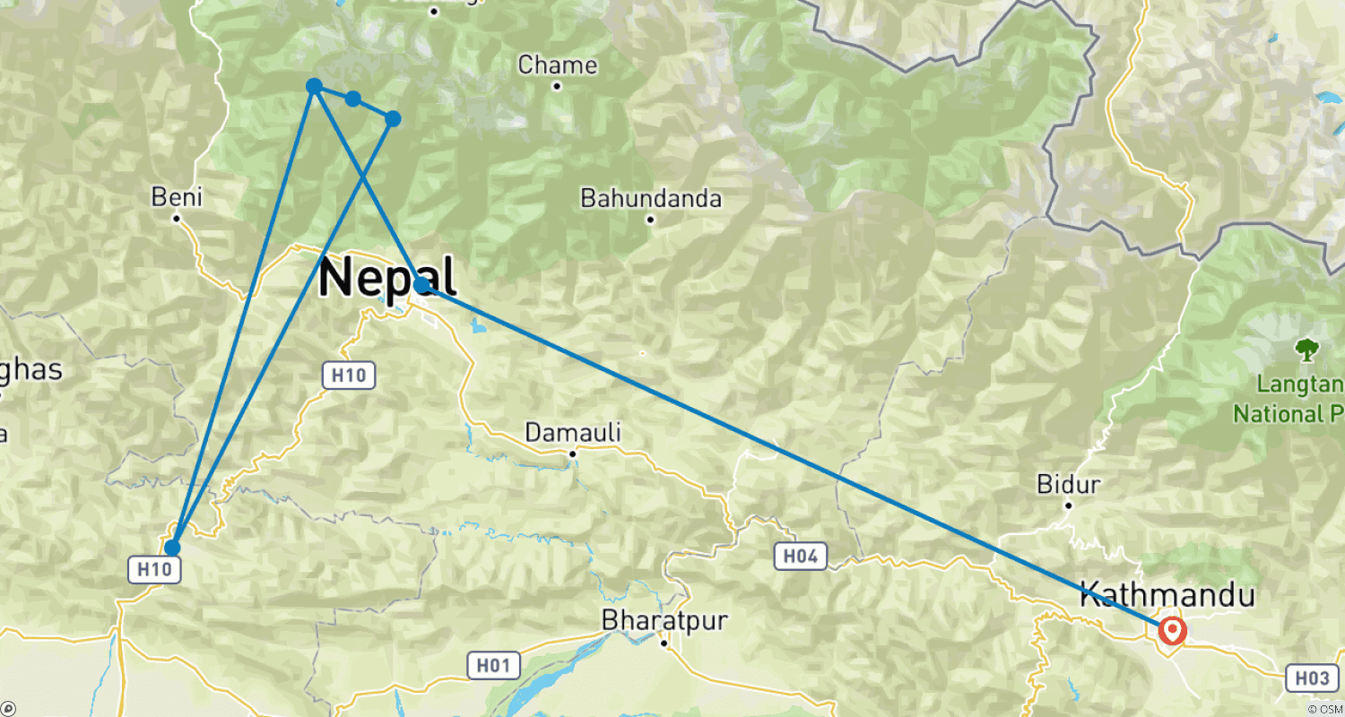 خريطة مسار Annapurna Base Camp- 10 Days