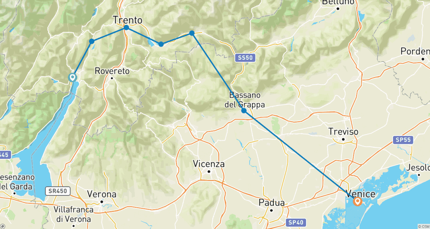 خريطة مسار From Lake Garda to Venice with Charm