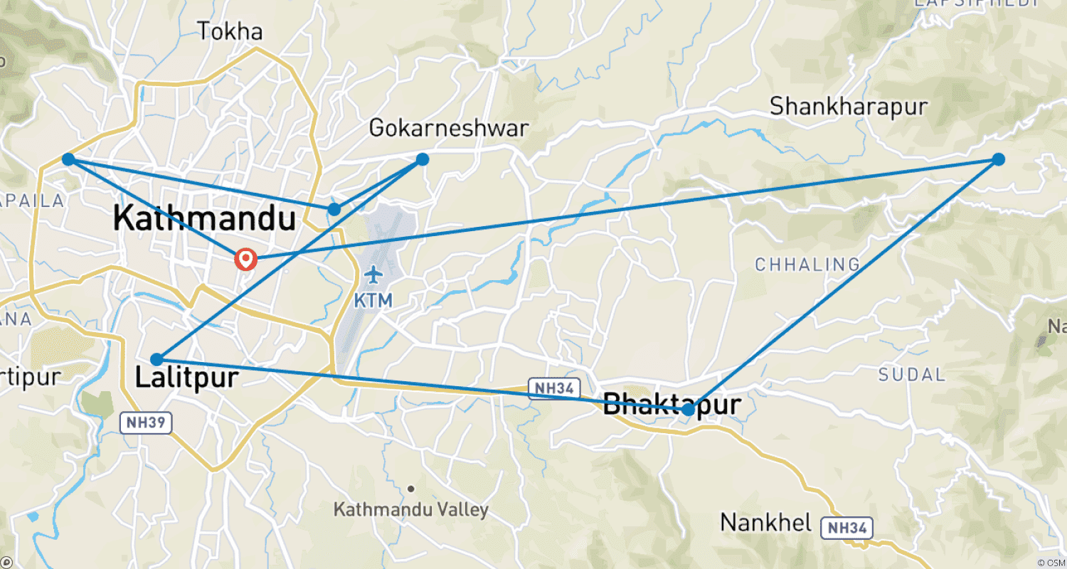 Mapa trasy: 5 Days - Discover the History of Kathmandu Valley