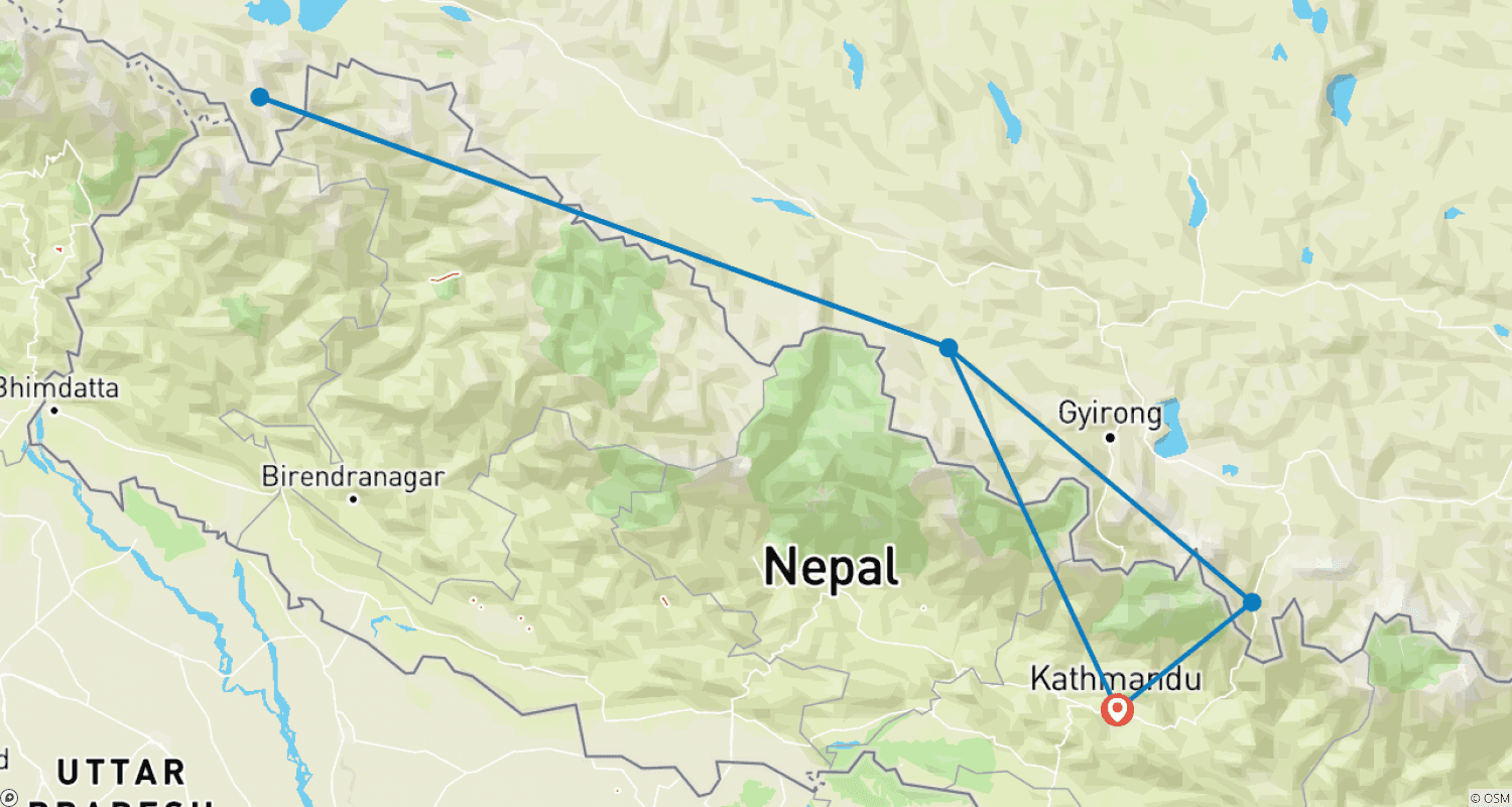 Mapa trasy: 12 Dni - Kailash i Jezioro Mansarovar Yatra