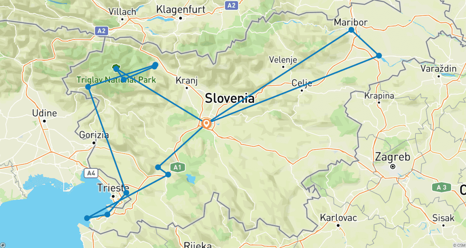 Mapa trasy: Zachwycająca Słowenia