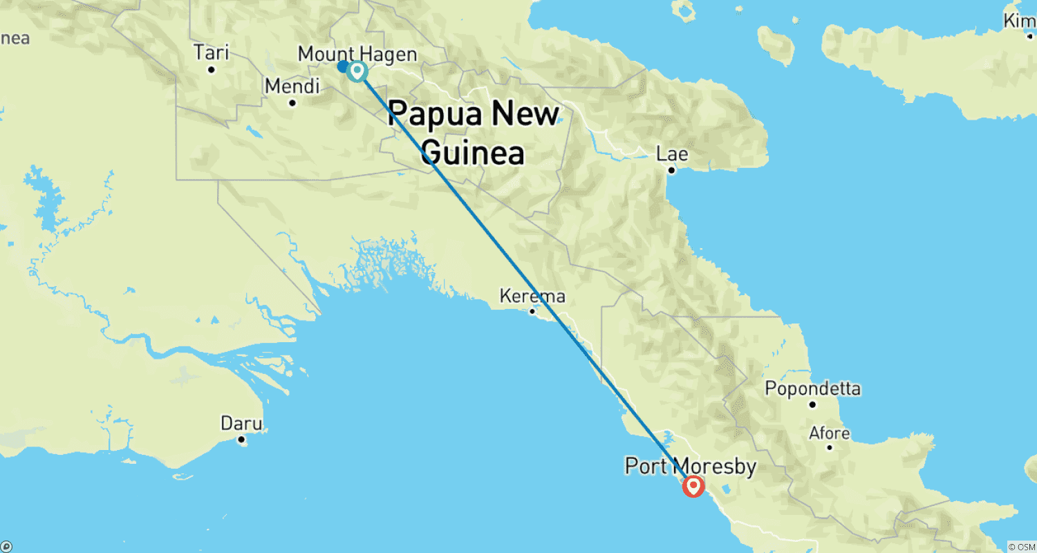 Mapa do percurso de Mount Hagen Show and Sing Sing - August