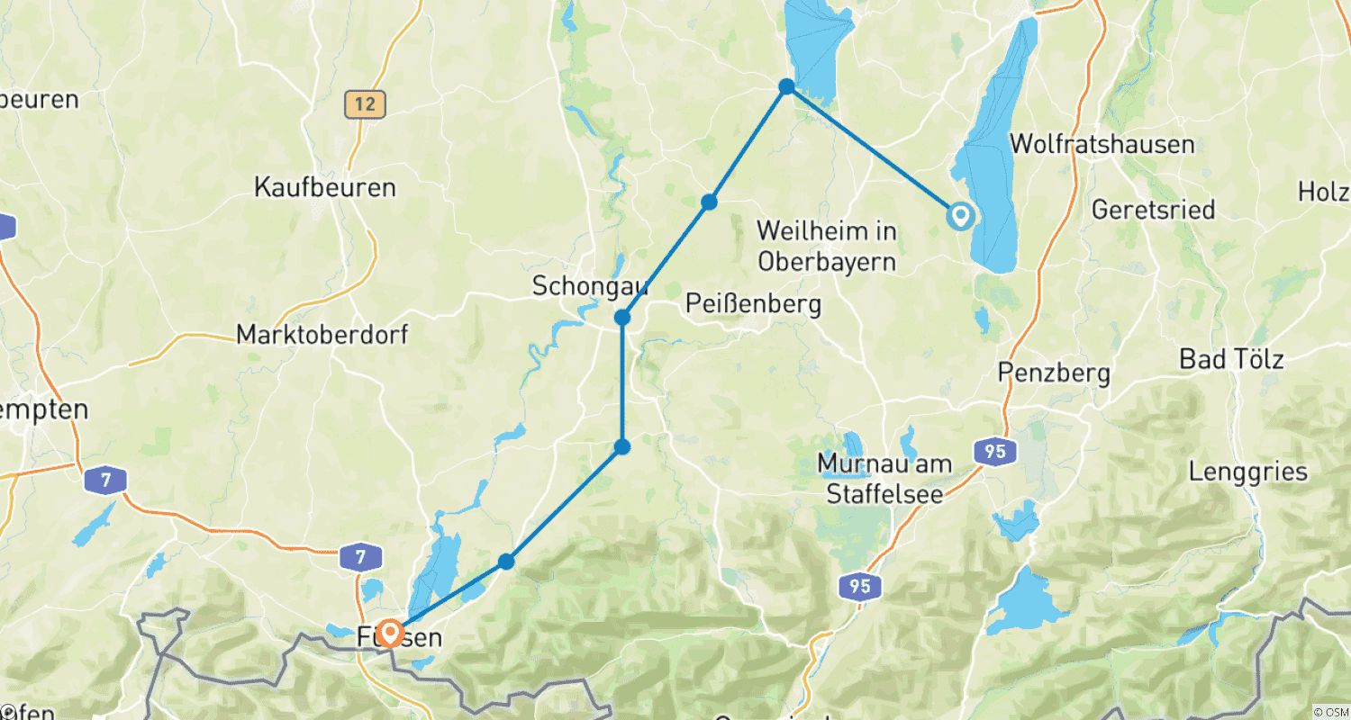 Mapa do percurso de King-Ludwig-Way