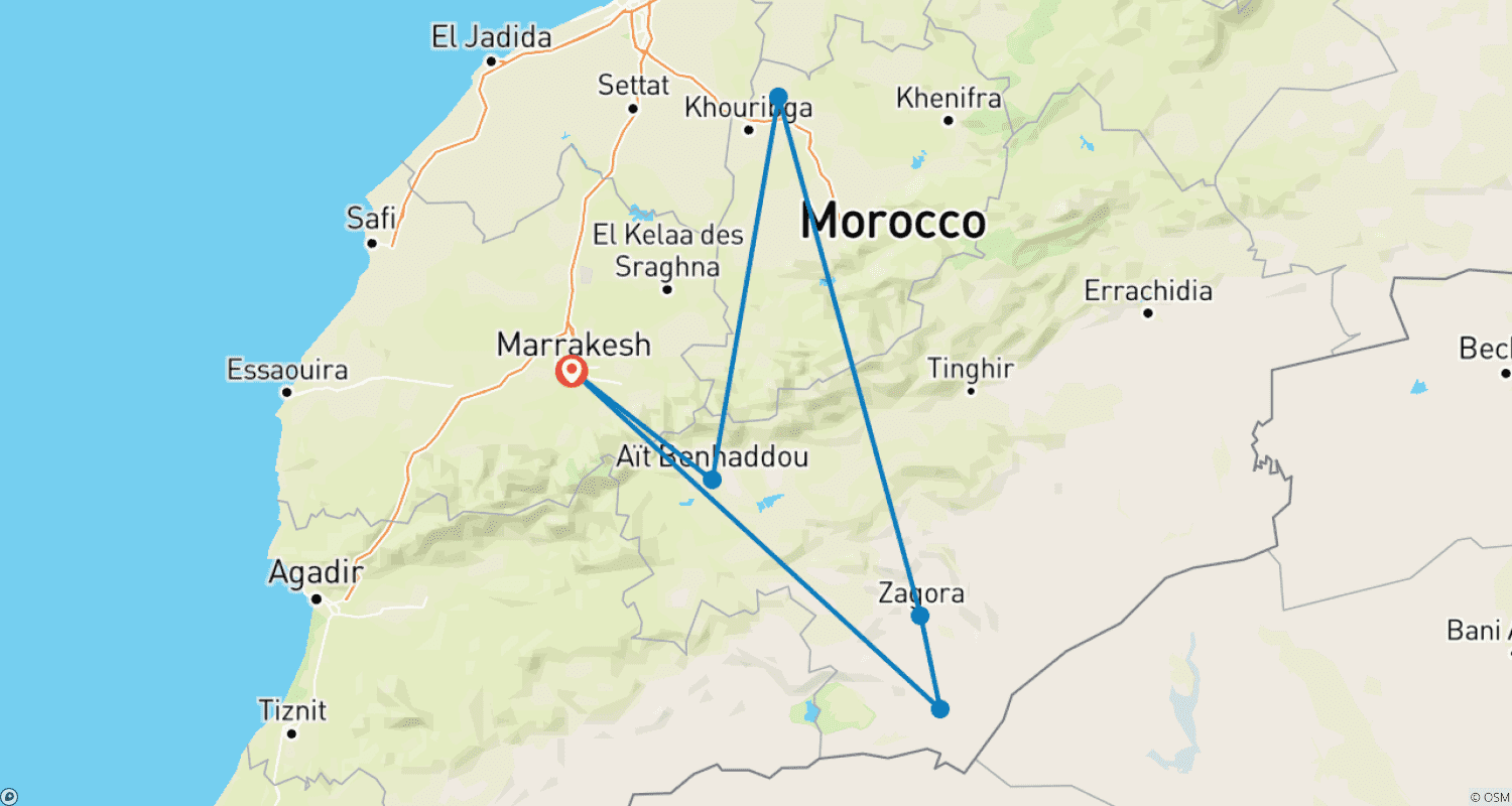 Mapa trasy: 4 Days Trekking Desert Morocco