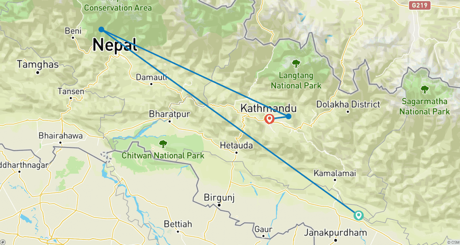 Mapa do percurso de Tour de Caminhada Chisapani Nagarkot