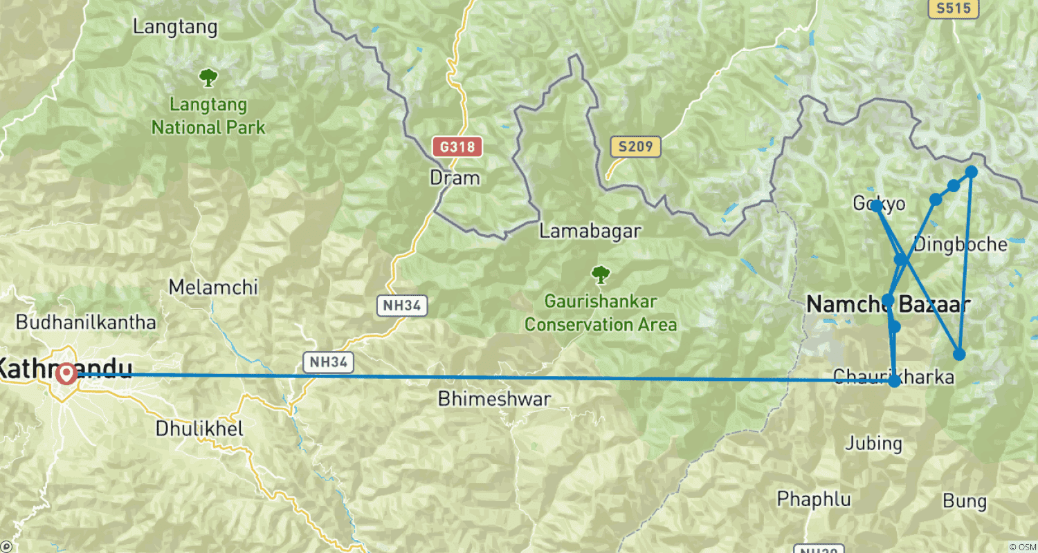 Mapa trasy: Trekking EBC i Doliny Gokyo