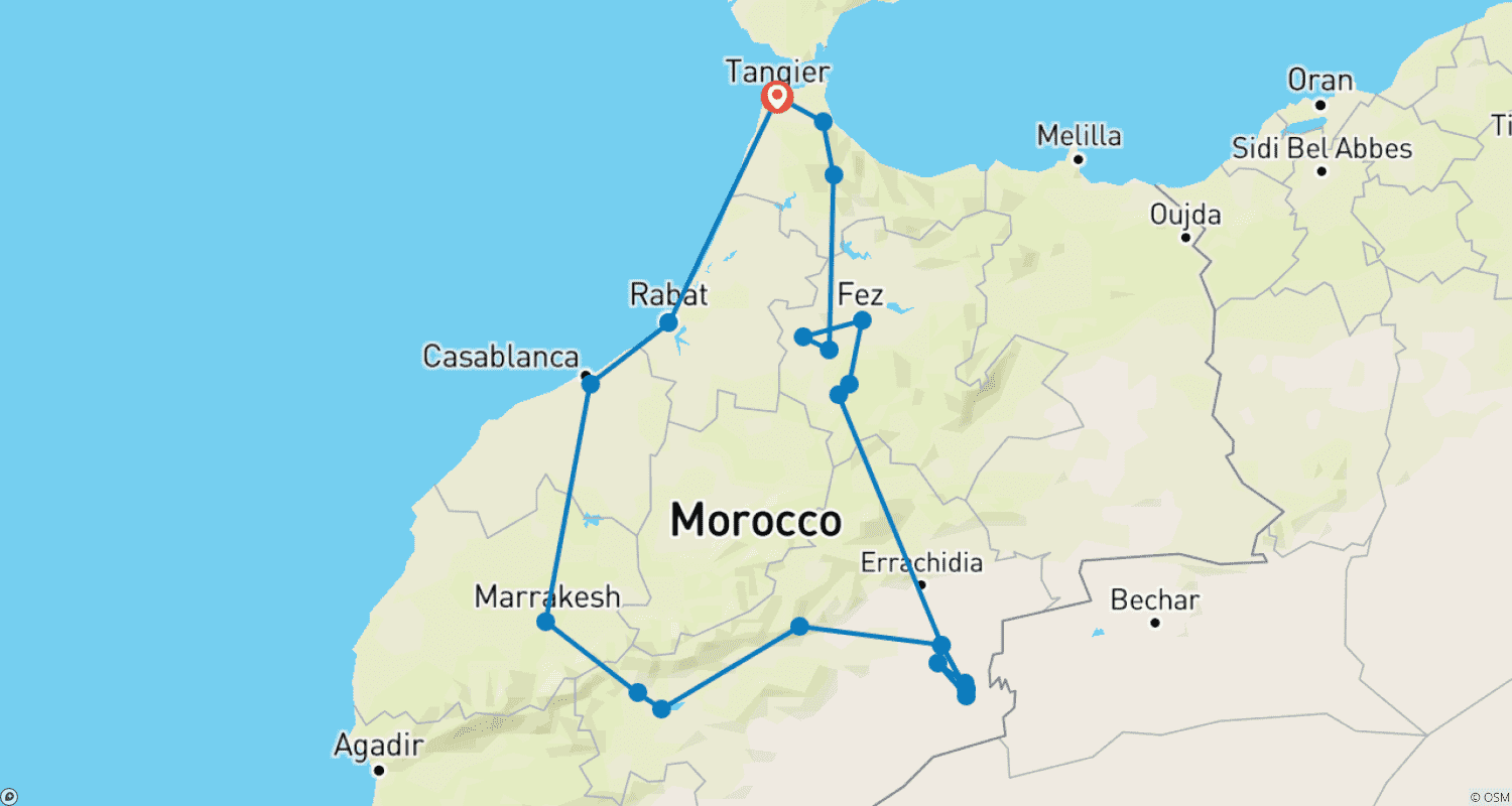 Mapa trasy: Grand Morocco Journey – 11 Days