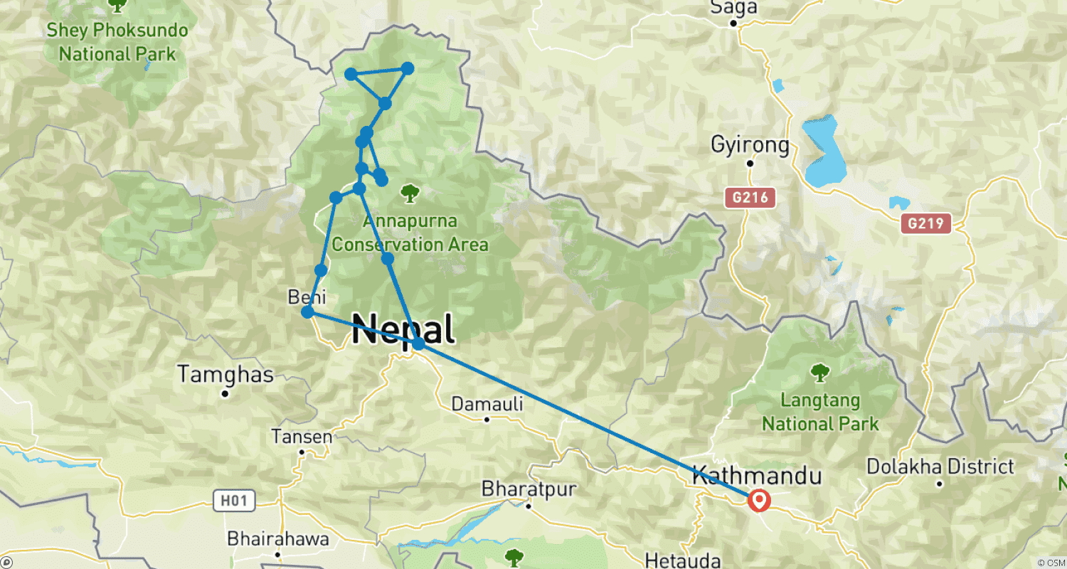 Mapa trasy: Rowerem po Upper Mustang