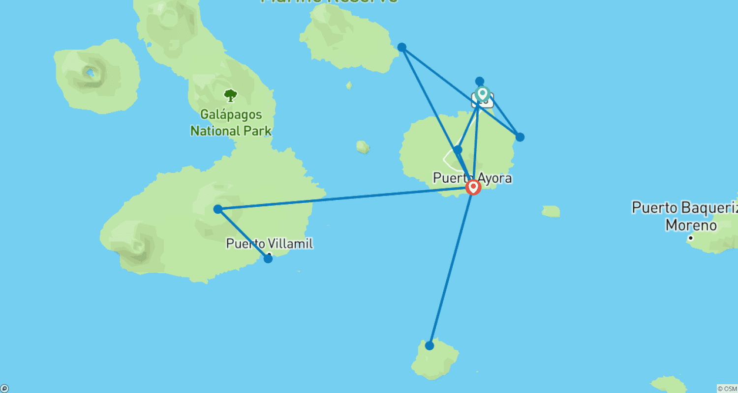 Mapa trasy: Zwięzłe Galapagos