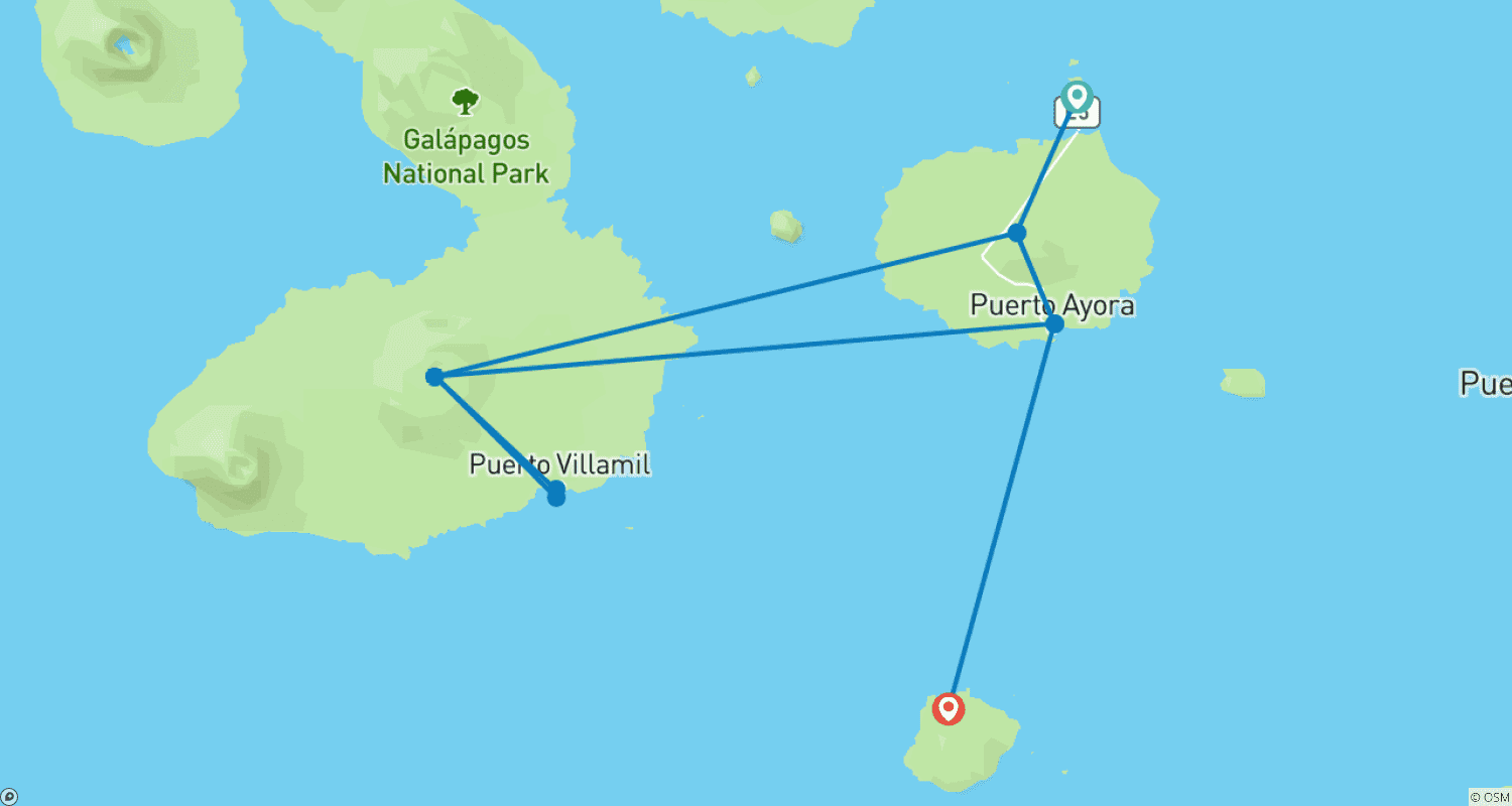 Mapa do percurso de Gênese de Galápagos