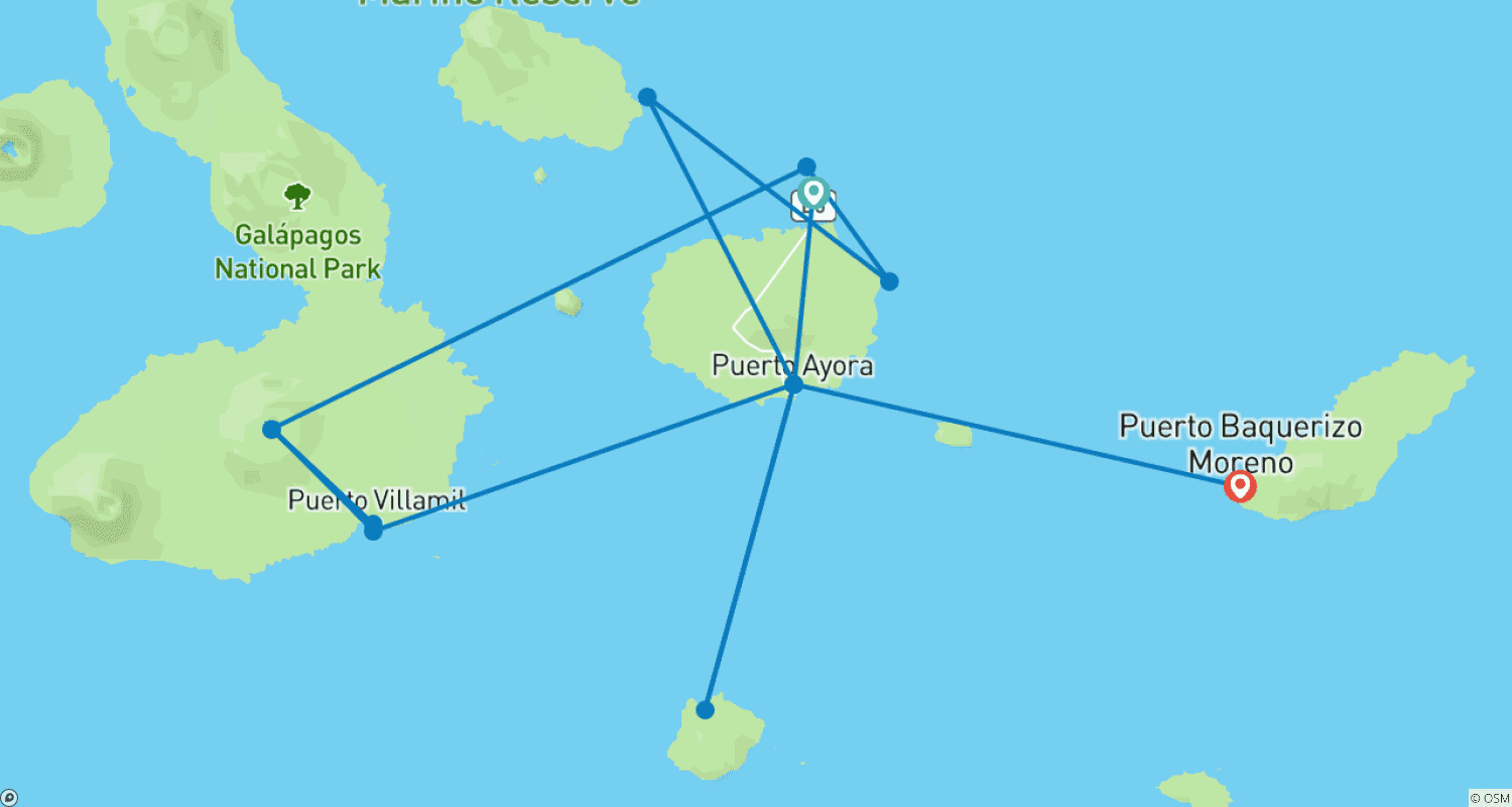 Mapa trasy: Galapagos Darwina