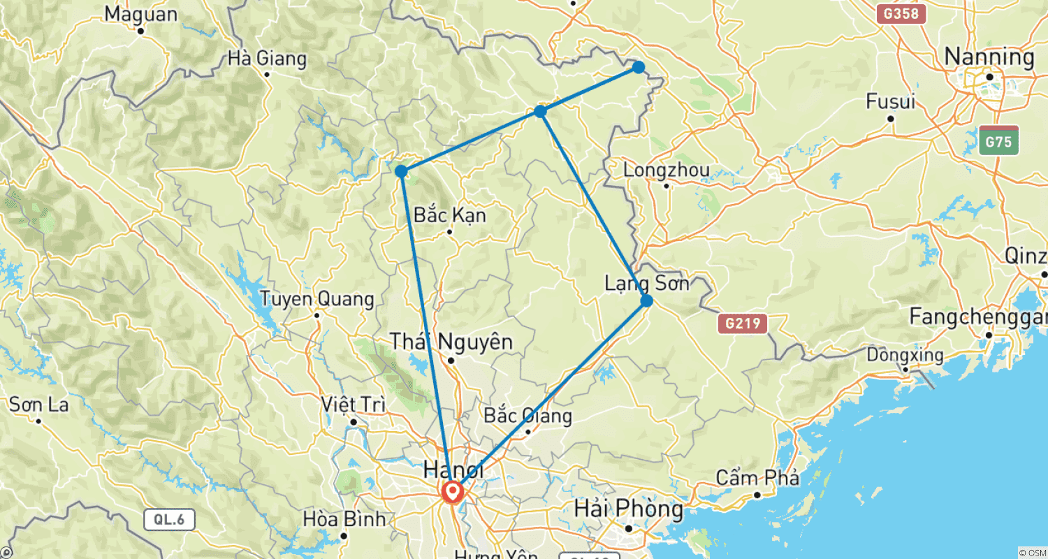خريطة مسار Ba Be - Ban Gioc waterfall group tour 3 days 2 nights from Hanoi