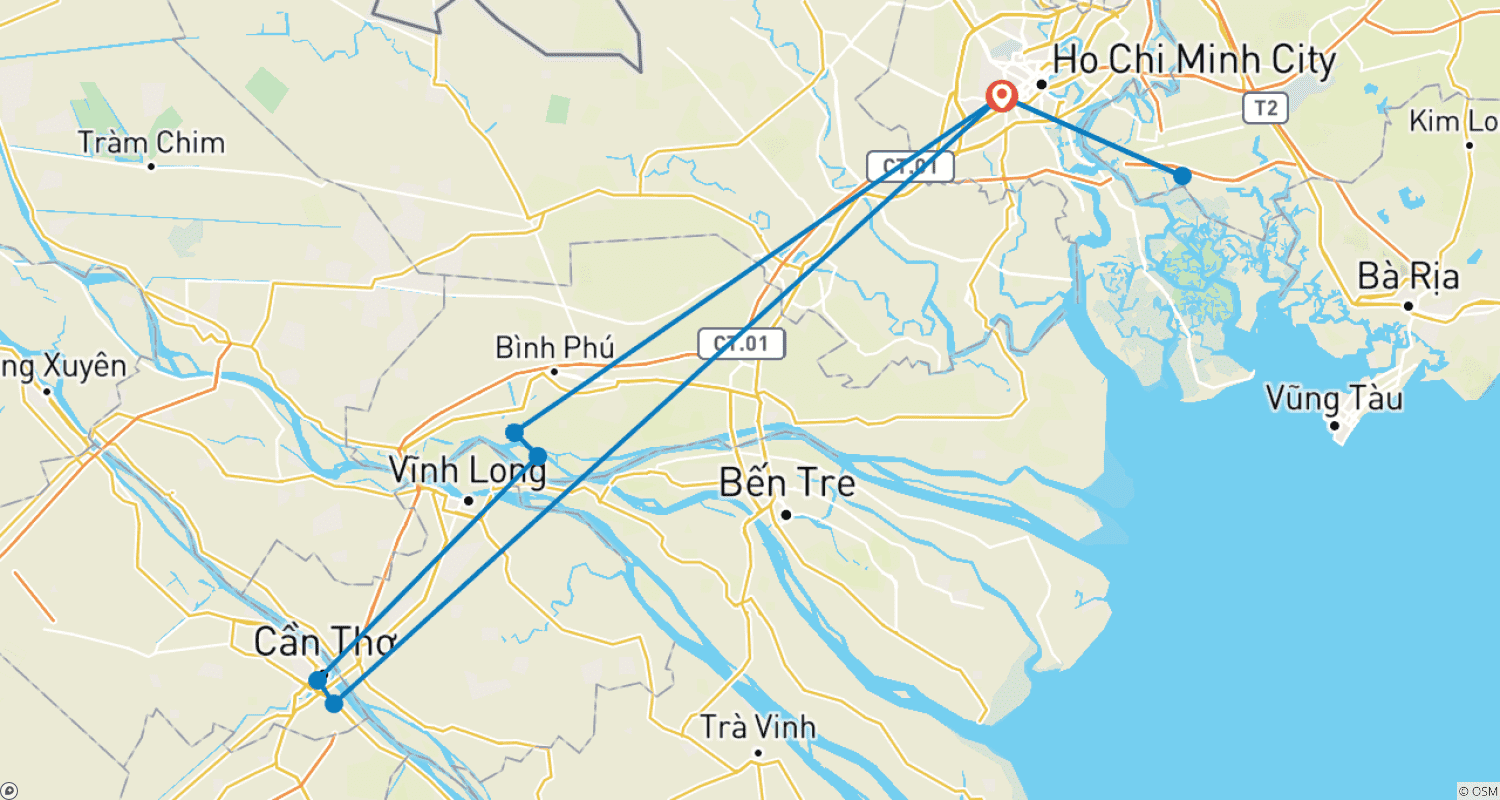 Mapa do percurso de Impressionante Cidade de Ho Chi Minh: 6 Dias e 5 Noites