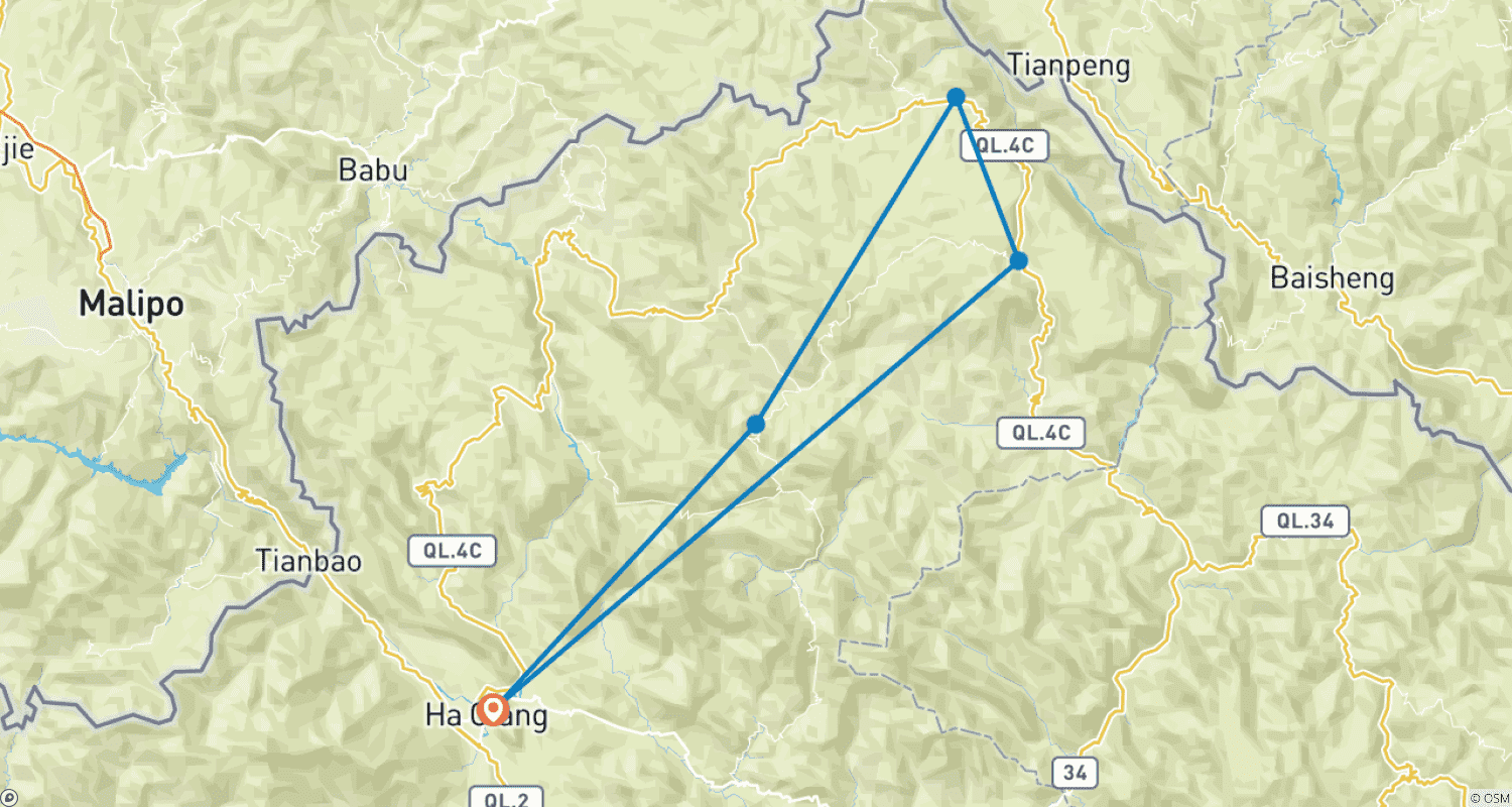 Mapa trasy: Ha Giang Loop 2 Days 1 Night