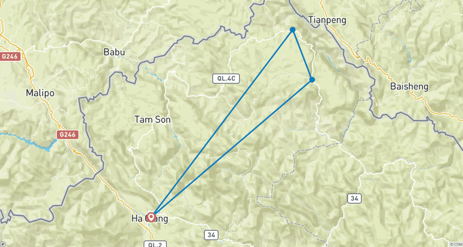 Mapa do percurso de Trekking de 1 Dia em Ha Giang