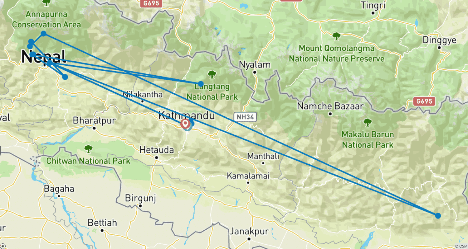 Mapa trasy: Mardi Himal Trek