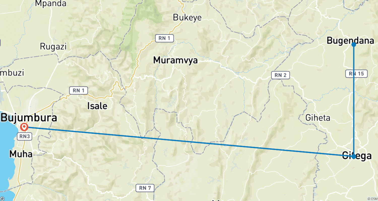 Mapa trasy: Burundyjskie Safari Przygodowe 7D /6 N (Comfort Plus)