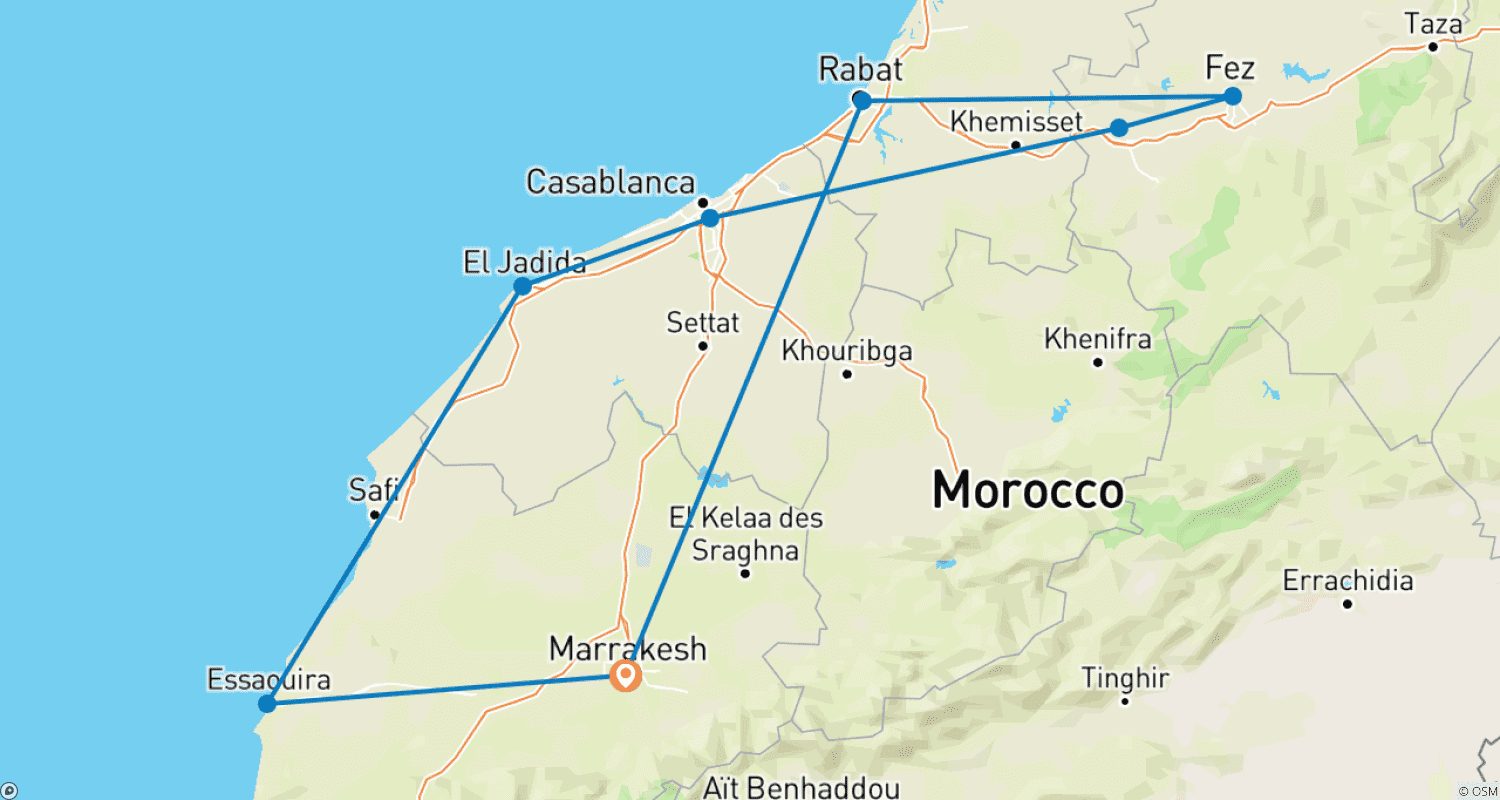 خريطة مسار Morocco Discovery from Marrakech 8 Days 7 Nights (Comfort)