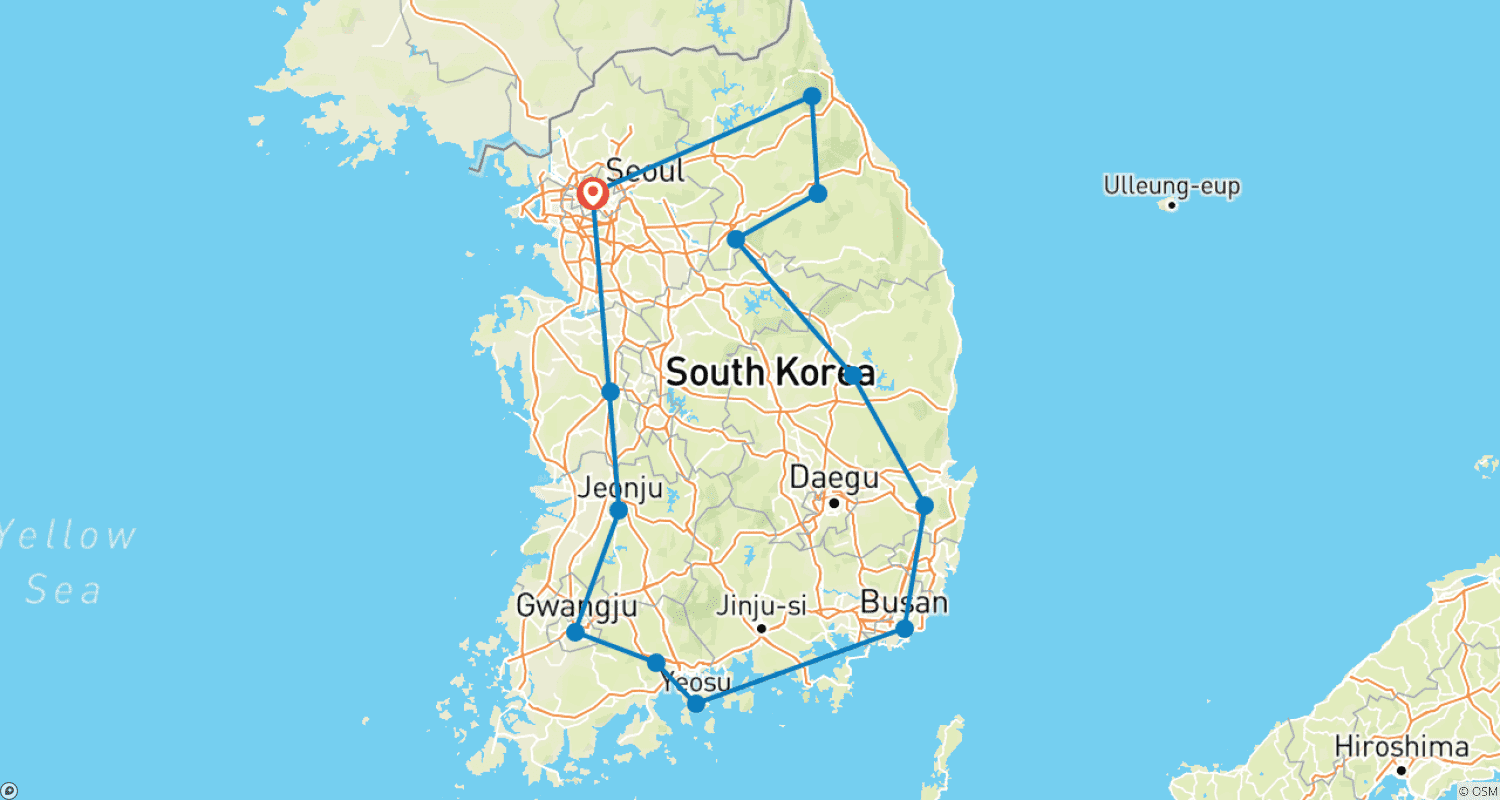 韓国エクスプレスのルートマップ