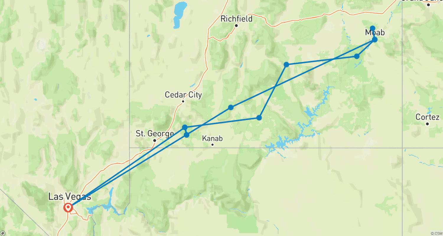 Mapa do percurso de Acampamento nos Poderosos 5 de Utah