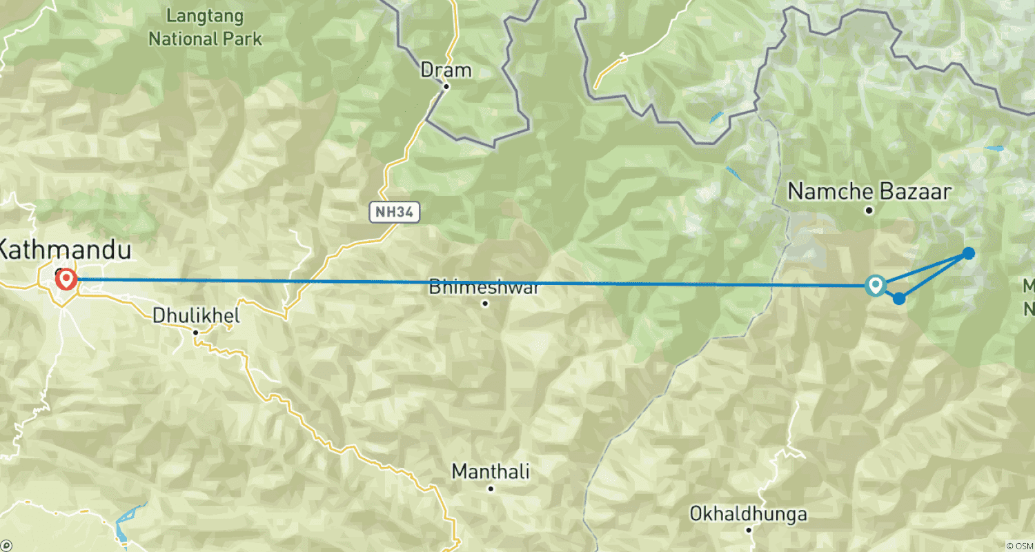 Mapa trasy: Mera Peak Summit: Powrót helikopterem w 12 dni