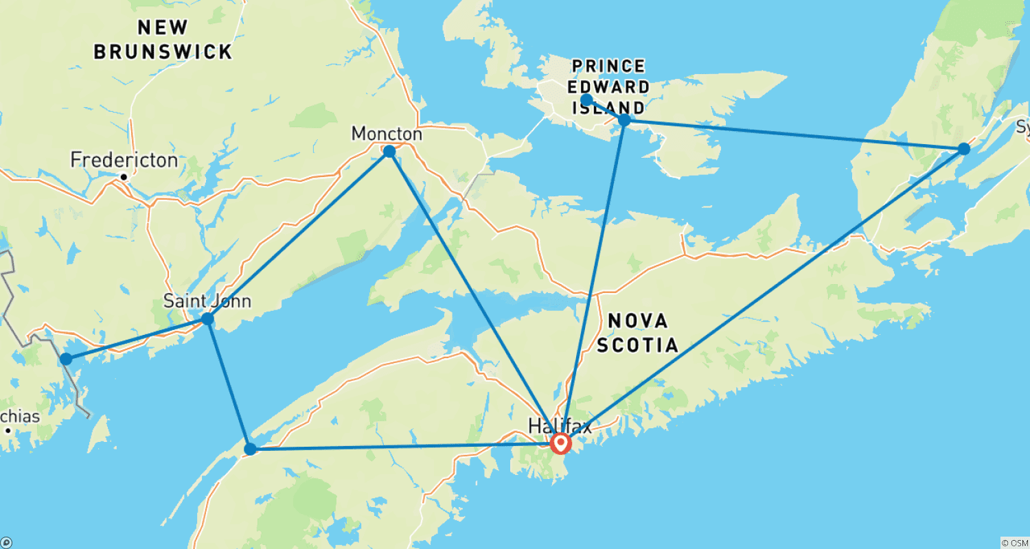 Mapa trasy: Atlantic Maritimes