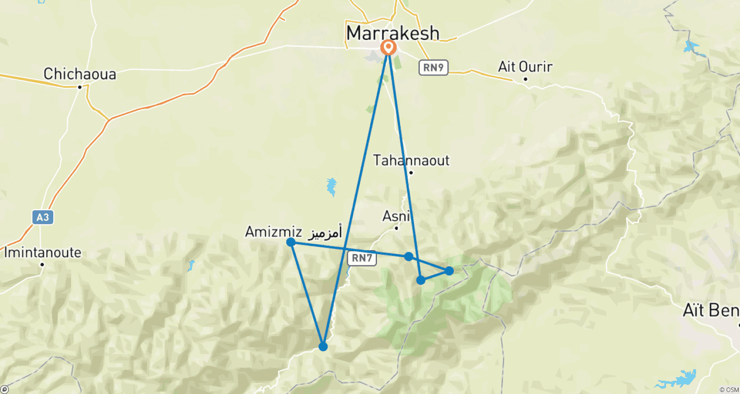 Atlas Mountains Active Mountain-Biking Holiday - 8 Daysのルートマップ