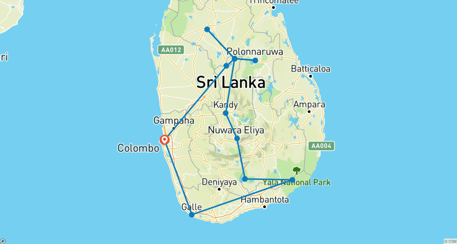 Mapa trasy: The Amazing Lanka