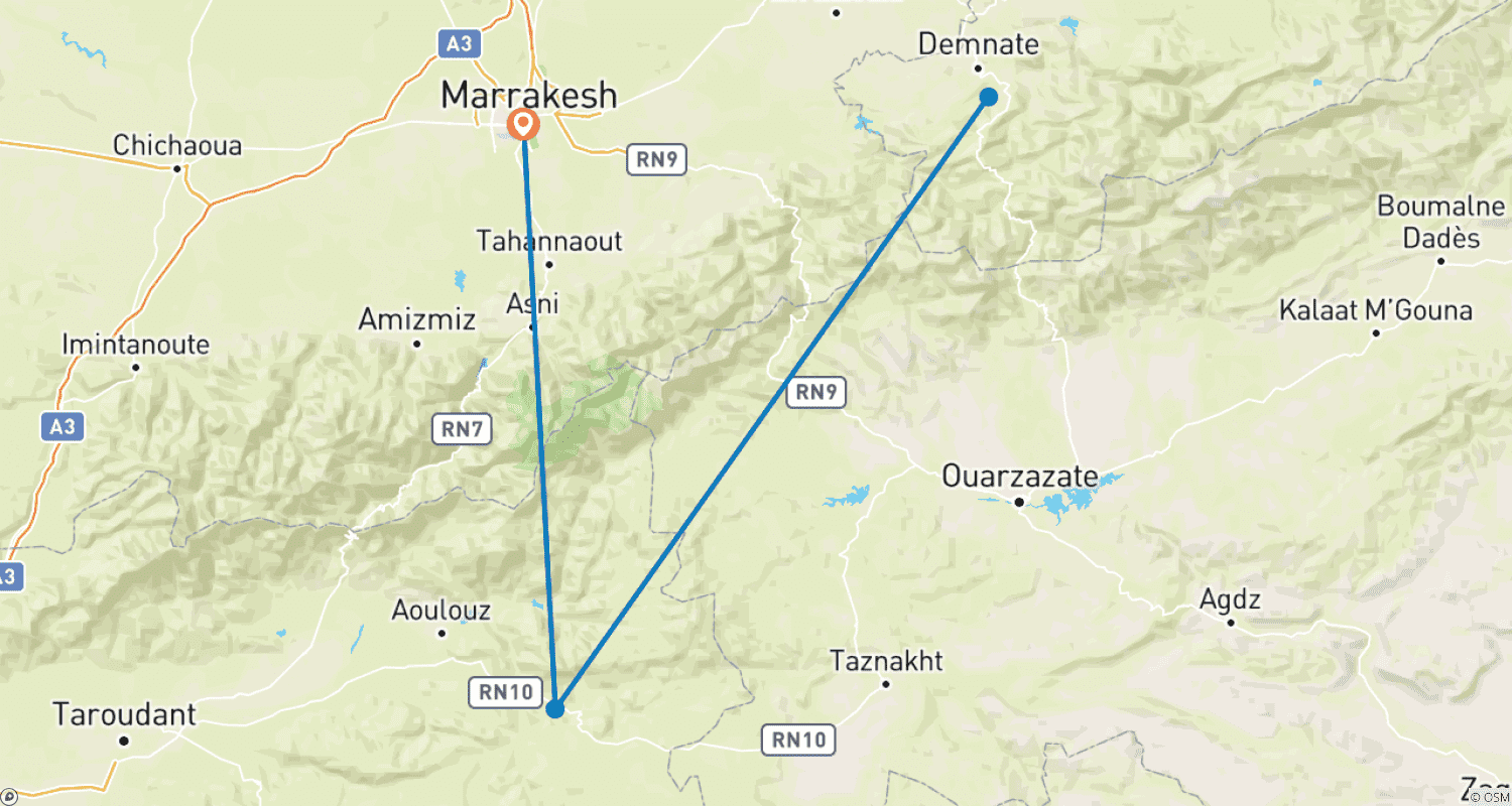 Mapa trasy: Trekking w Maroku: Góra Siroua - 7 Dni