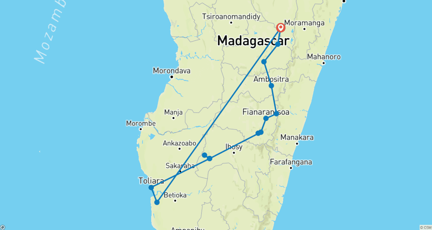 Mapa trasy: Cultural and natural wealth of Madagascar