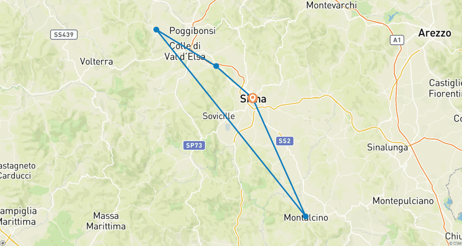 Mapa trasy: Siena i Wino