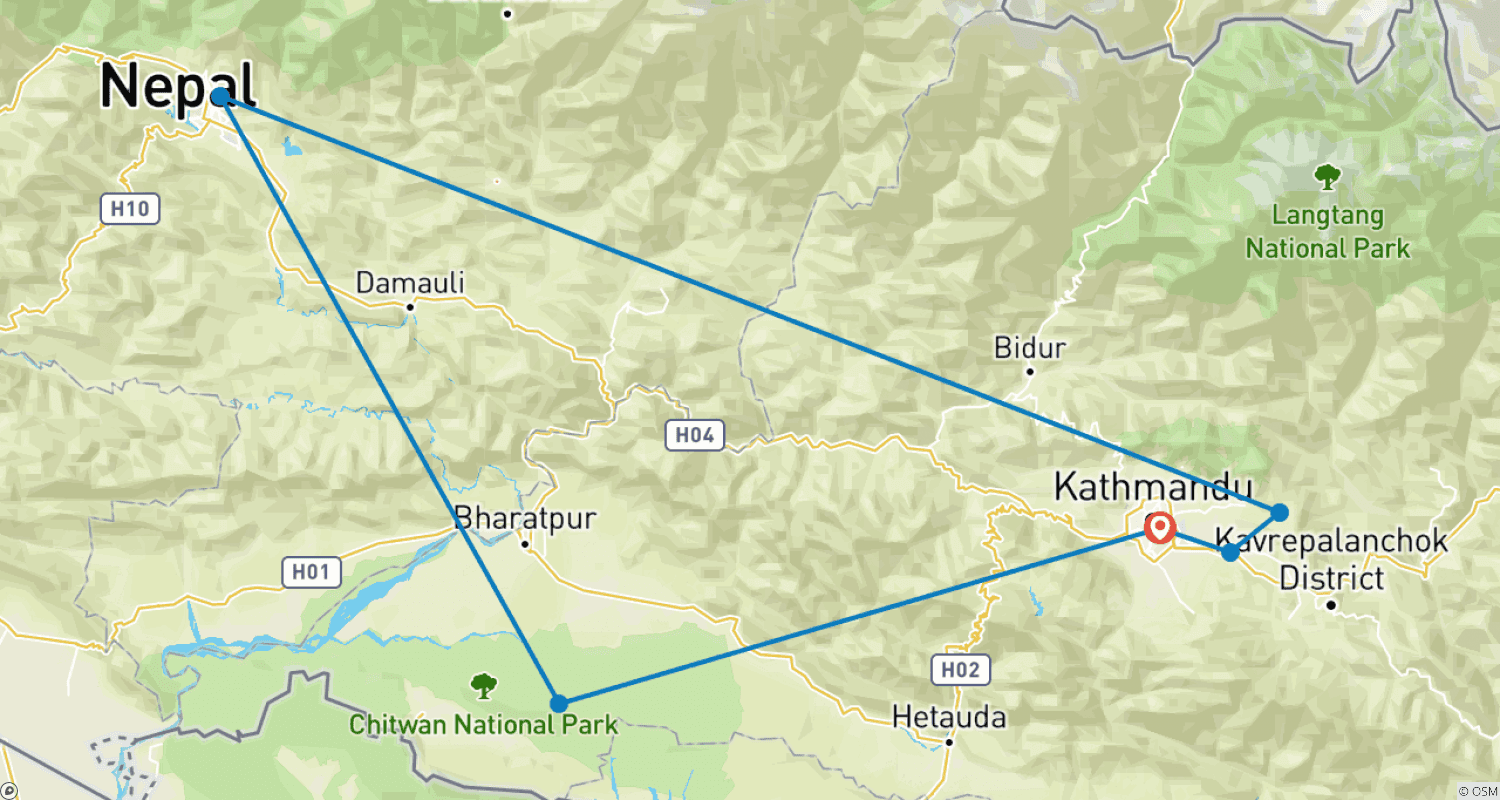 خريطة مسار Family Holiday to Nepal 2026/2027