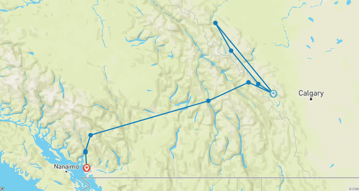 Mapa do percurso de Wapiti - Descubra a Beleza do Oeste do Canadá