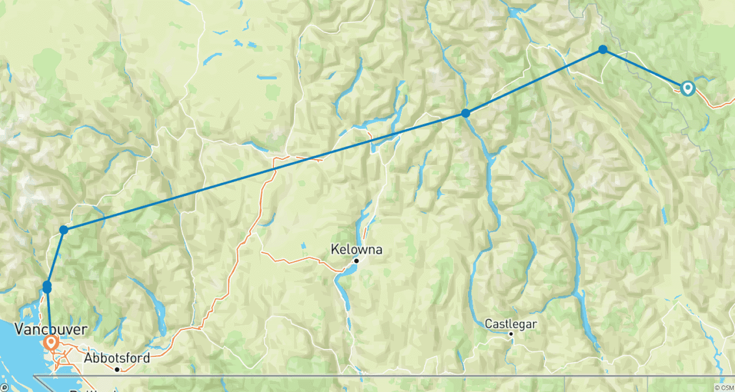 Mapa trasy: Chinook - Przygoda do Vancouver przez malownicze góry Whistler