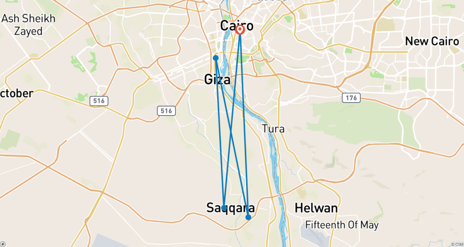 Mapa trasy: 3 dni 2 noce: Wizyta w zabytkach Kairu