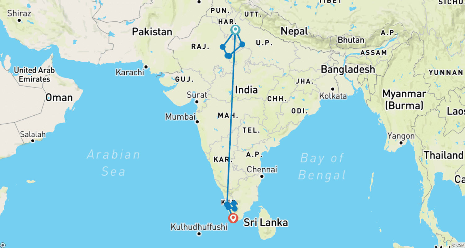 Mapa trasy: India Experience