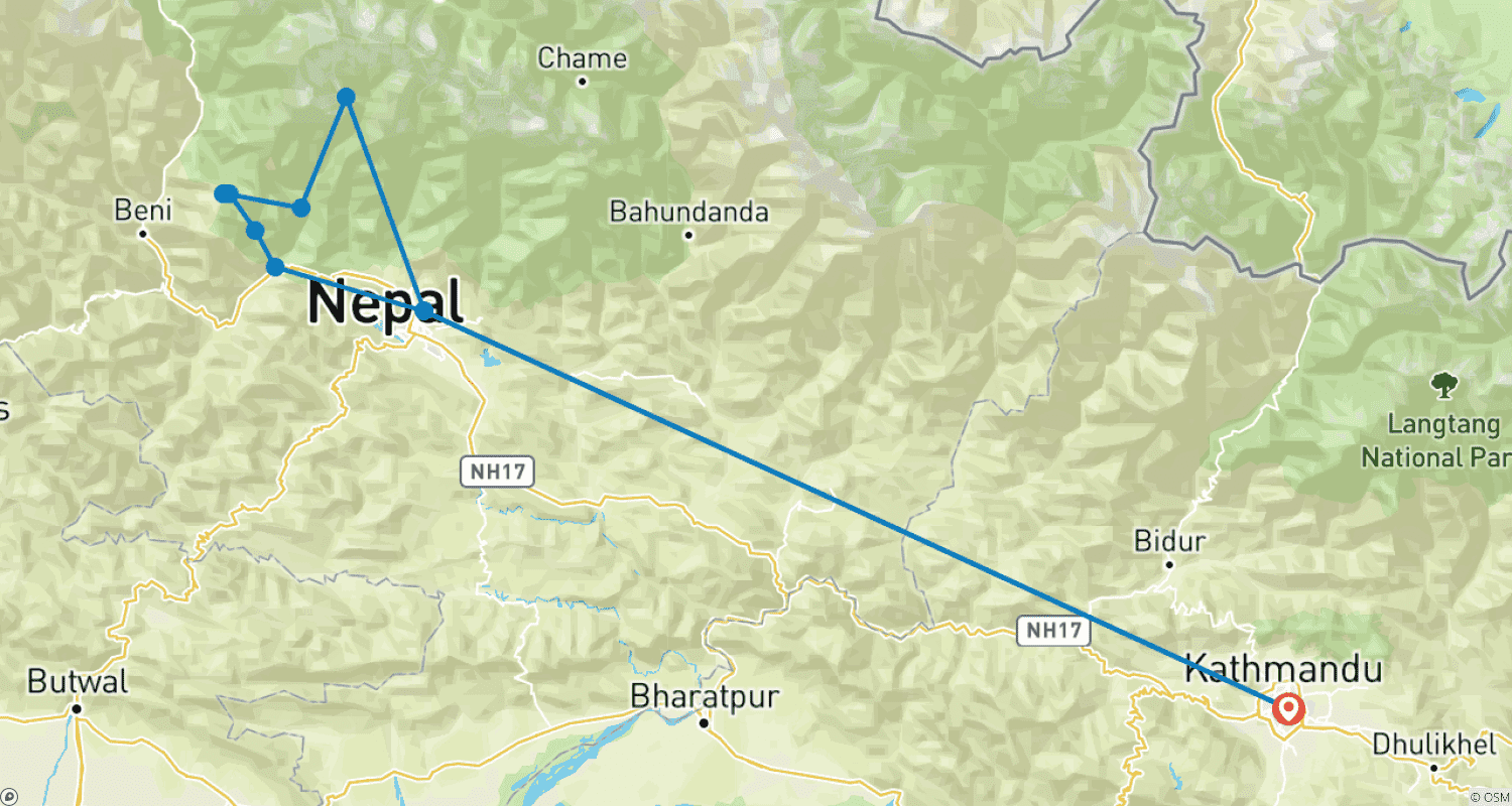 Mapa trasy: Trekking Ghorepani Poon Hill
