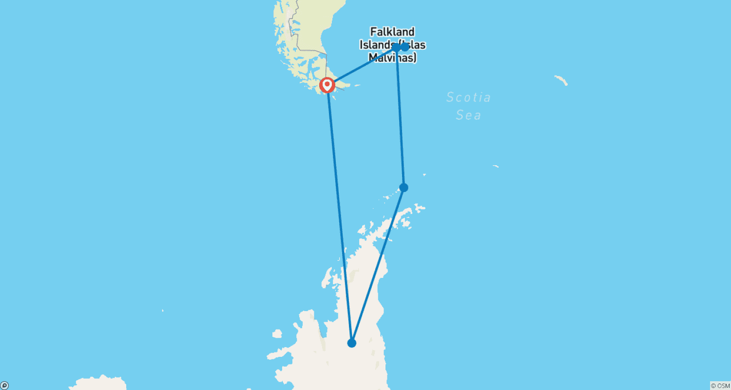 خريطة مسار Antarctic Wildlife Adventure (21 Days)