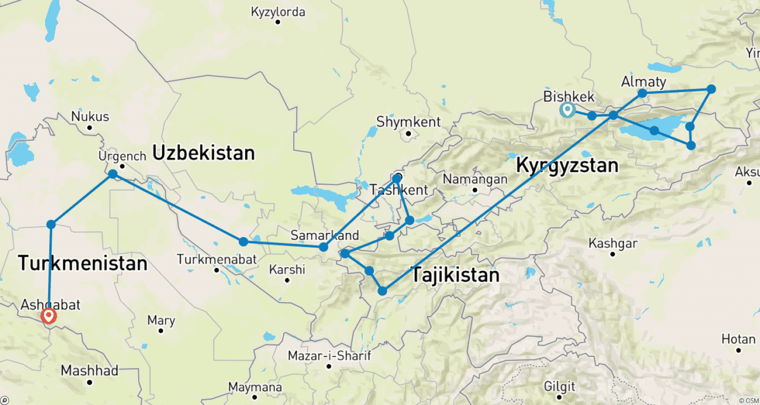 Mapa do percurso de Os 5 Stan-s - Siga os passos de Genghis Khan