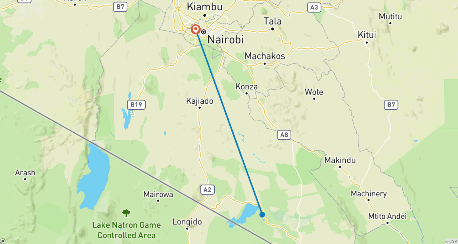 3-Day Amboseli National Park Safari - Mid-rangeのルートマップ