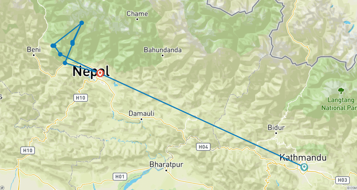 خريطة مسار رحلة Annapurna Base Camp عبر Poon Hill 2026/2027
